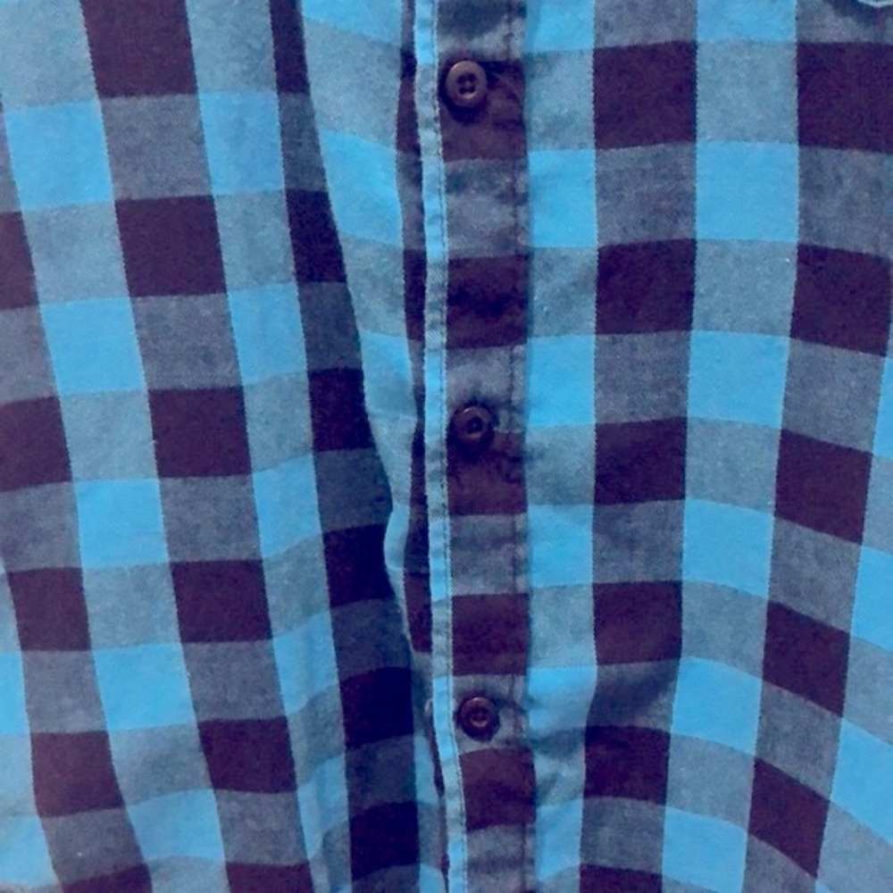 ⭐️HP⭐️ DC Shoe Plaid Blue & Black Short Sleeve Button Up Shirt Boys Size Small 8 - Picture 4 of 7